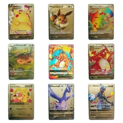 2024 Pokemon English Metal Card Anime Pikachu Charizard Mewtwo Blastoise Vmax Shiny Letters Game Collection Card Kids Toy Gifts