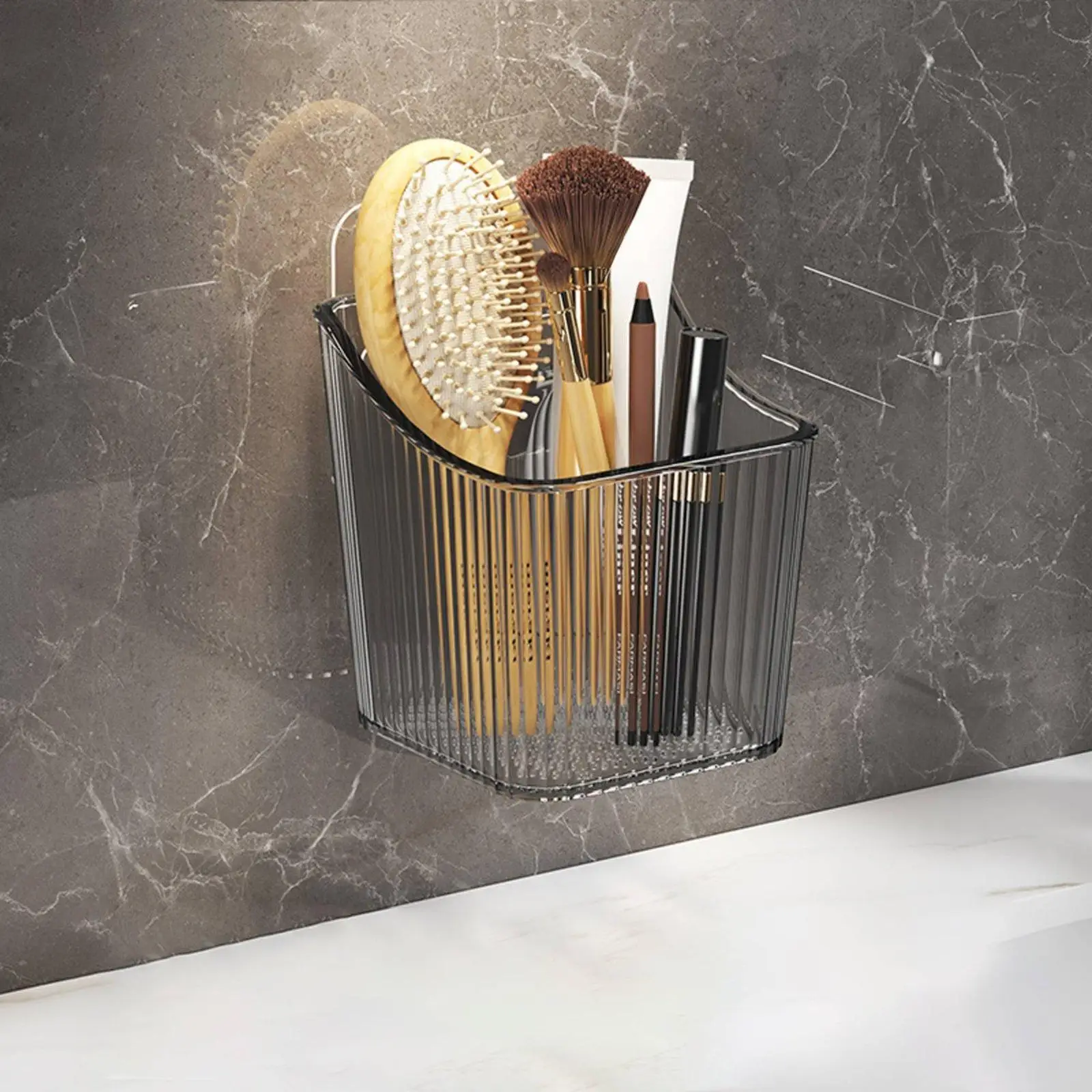 No Drill Hanging Storage Basket for Kitchen Wall Mounted Organizer Shelf for Bathroom Toiletries Pantry Storage Bin for Home