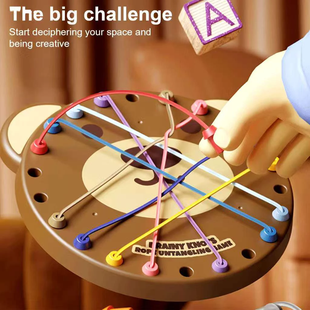 New Bear Rope Knots Sensory Social Board Game Logical Thinking Challenge Twisted Connected Line Brain Strategy game Toys For Kid