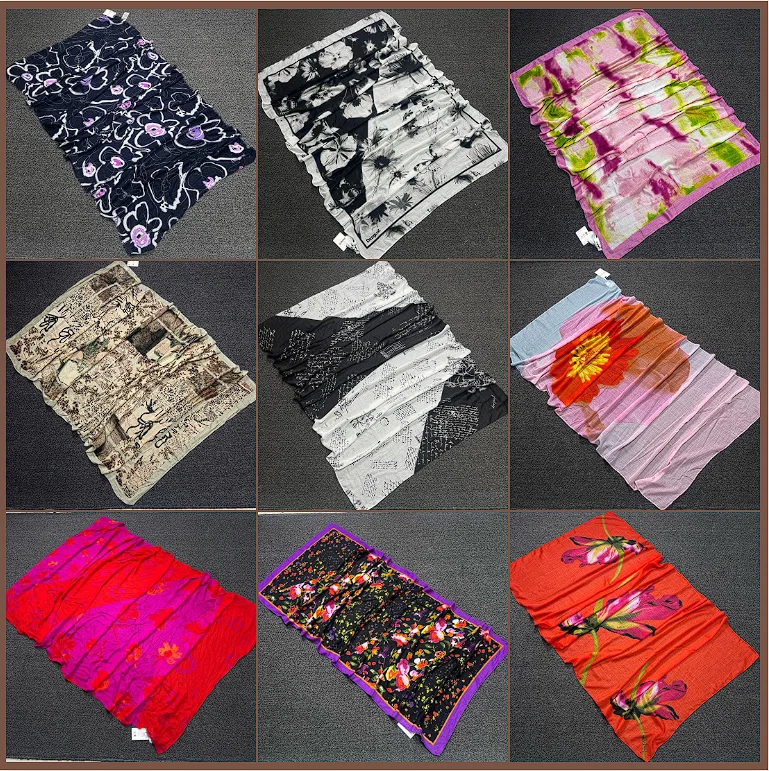 2025Foreign Trade Spain Original Single New Hot Selling Light Luxury Scarf Printed Sunscreen Beach Scarf Long Shawl Headscarf