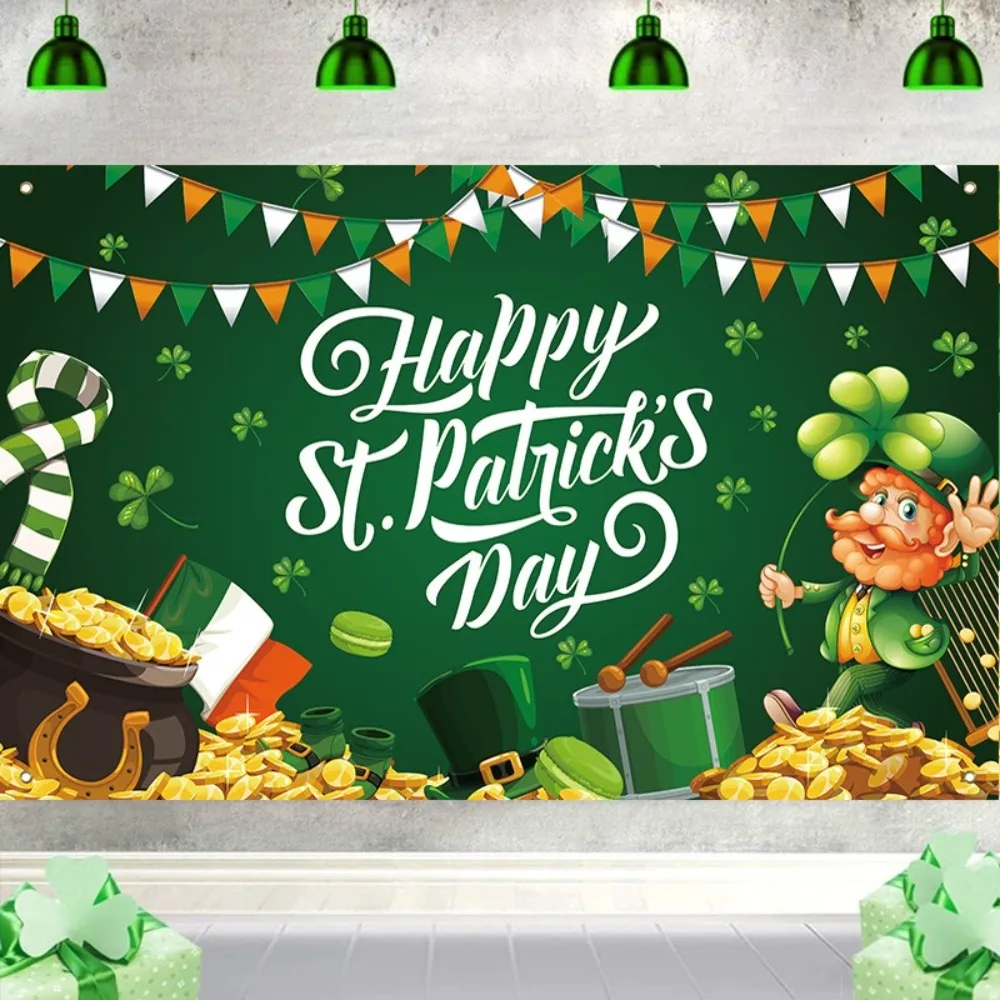 Green St. Patrick's Day Photography Backdrop Polyester Celebrate Happy St. Patrick’s Day Background Festive