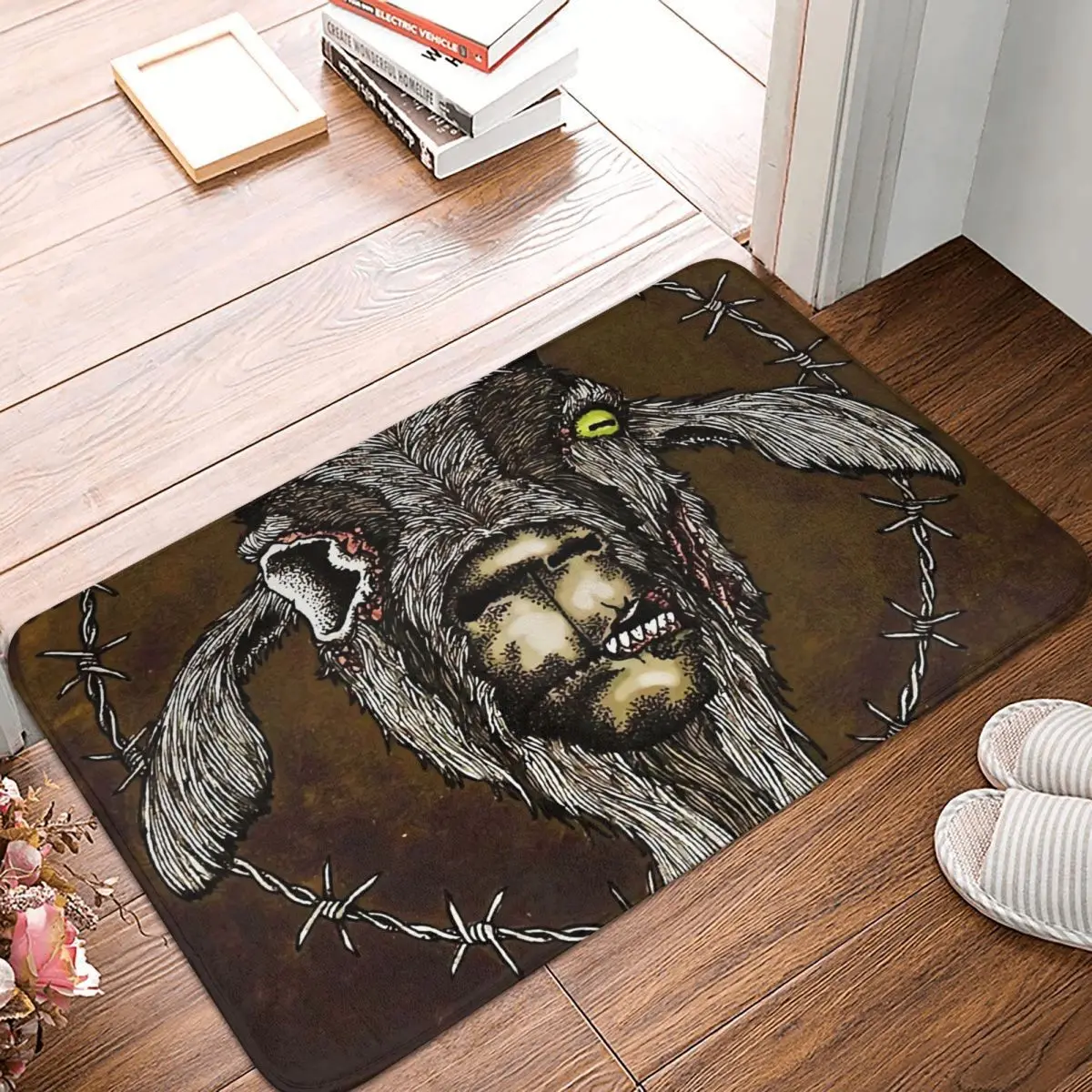 Rotting Goat Head Black Heavy Metal Non-slip Doormat Carpet Bath Kitchen Mat Welcome Indoor Pattern