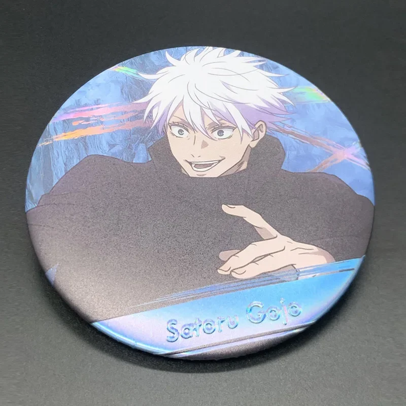 Anime Jujutsu Kaisen Satoru Gojo Cosplay Relief 75MM Badge Foil Stamping Brooch Backpack Pendant Decorate Birthday Xmas Gift