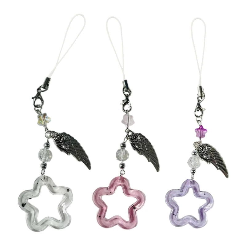 Alloy Rose Wing DIY Earrings Accessories Colorful Five-Pointed Star Pendants