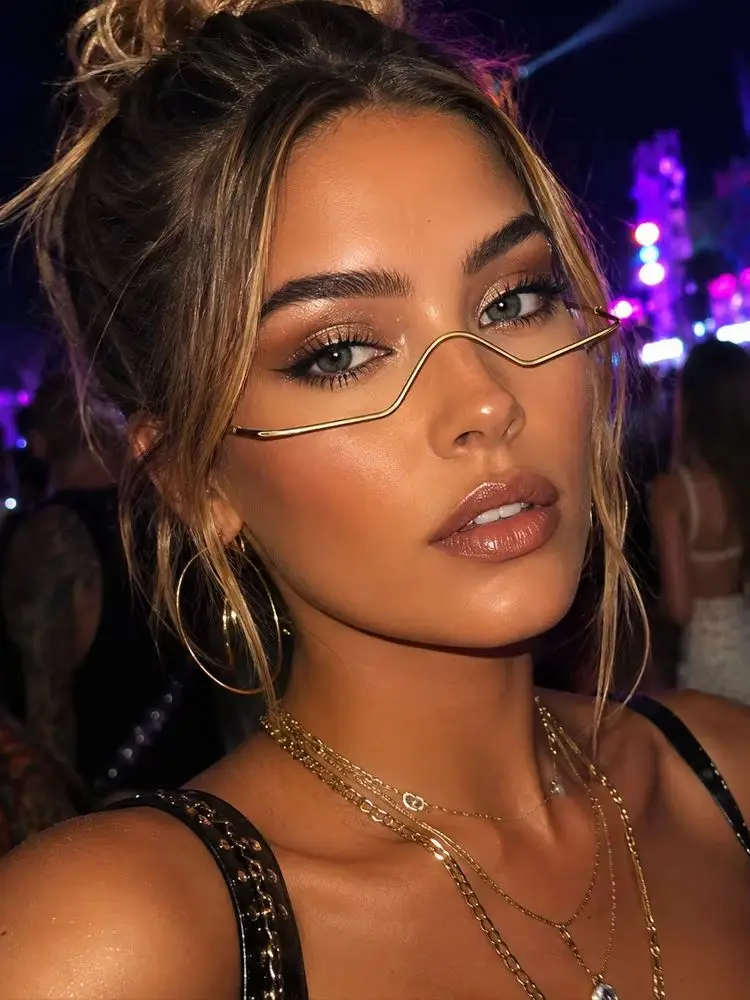 Polished Polished Slim Metal Wire Lensless Eyewear Curved WaveNose BridgeMinimal Hollow Frame Facial Accent For Concert Club Shoot Unique - Aliexpress Deal