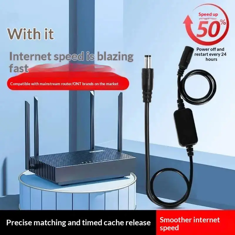 Router Auto Reboot Power Cable With 24H Timer Reset Wide Compatibility For Home Office Internet Use