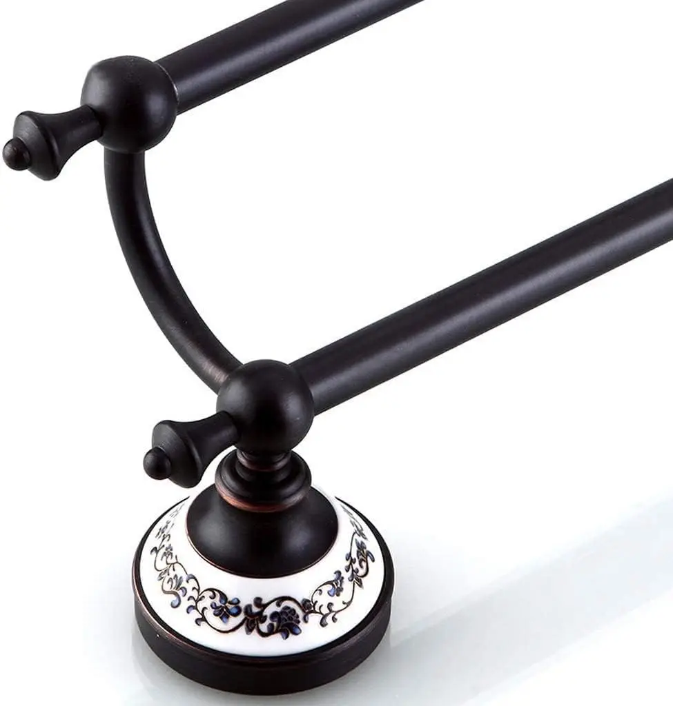 Afbeelding 4: Rek Handdoekenrek Zwart Dubbele Bar Handdoekenrek Koperen Muur Opknoping Handdoekenrek Badkamer Keuken Handdoeken Opslag Houder Handdoek Bar Towe