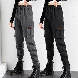 Black Cargo Pants Women Couple Hip Hop Jogger High Waist Female Hip Hop Trousers Korean Punk Pants Funny Capri Streetwear Femme