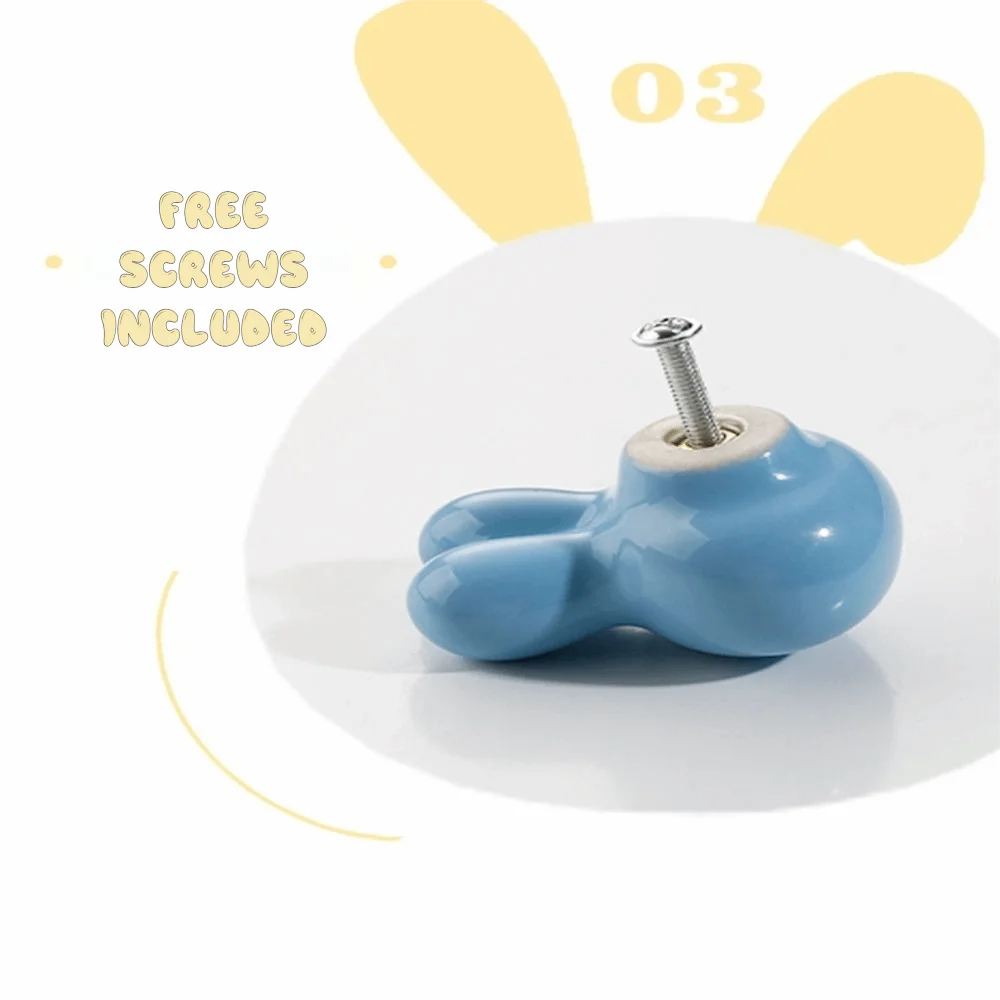 Single Hole Ceramic Drawer Knobs Rounded Soft Edges Smooth Glossy Ceramic Cartoon Furniture Handles Multiple Color Options