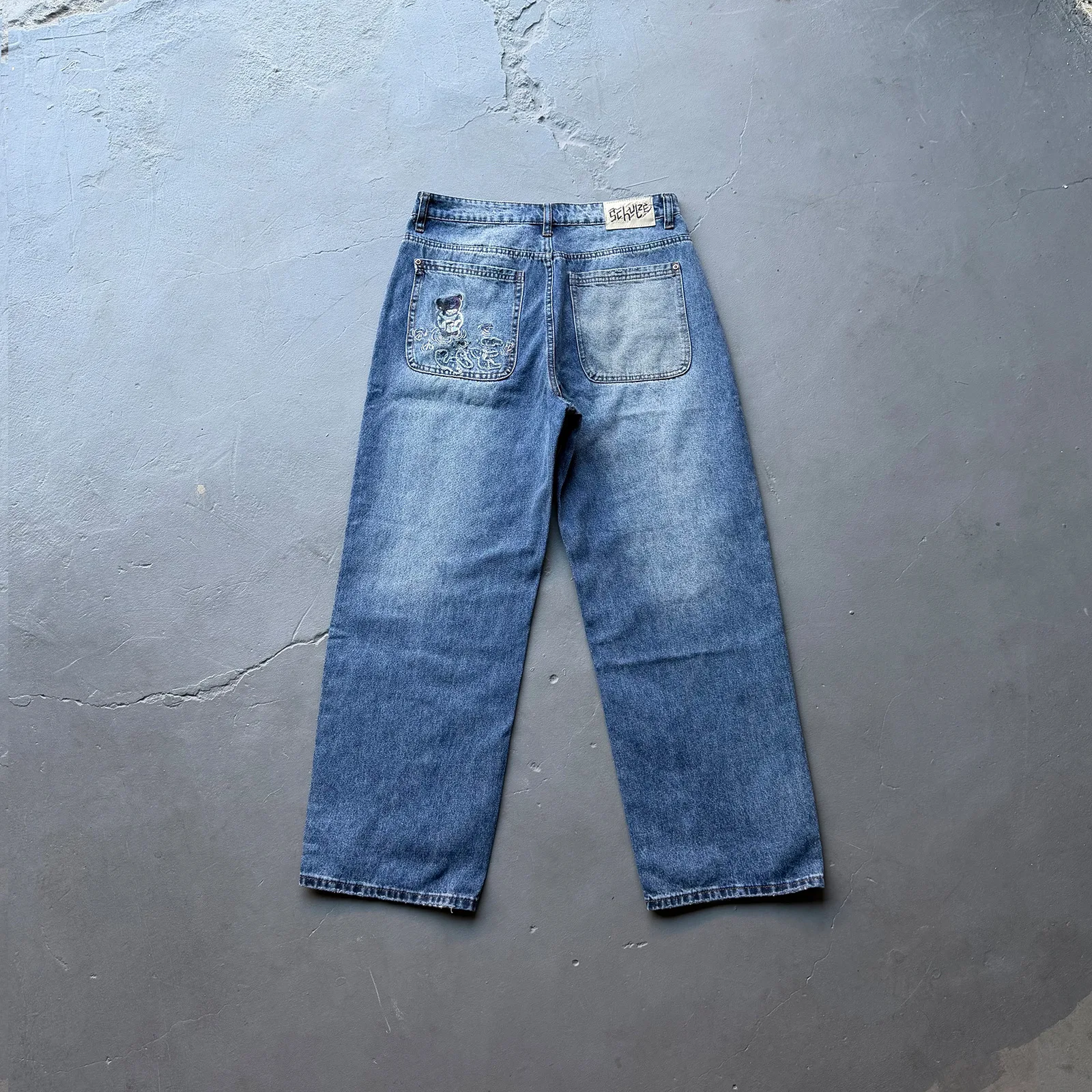 Derschutze 2026 New Fashion Street Heavy-Duty Embroidered Straight-Leg Jeans Men's Trendy Pants