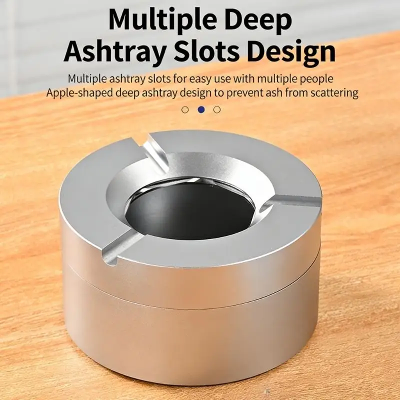 J0MA (1 Piece)360° stainless steel twist-lock ashtray Smokeless Design, Portable Outdoor Indoor Use for Cigarettes, Control for