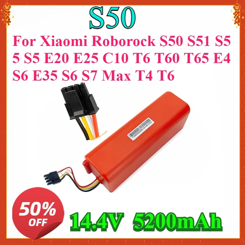 

New For Robot Vacuum Cleaner Battery for Xiaomi Roborock S50 S51 S55 S5 E20 E25 C10 T6 T60 T65 E4 S6 E35 S6 S7 Max T4 T6