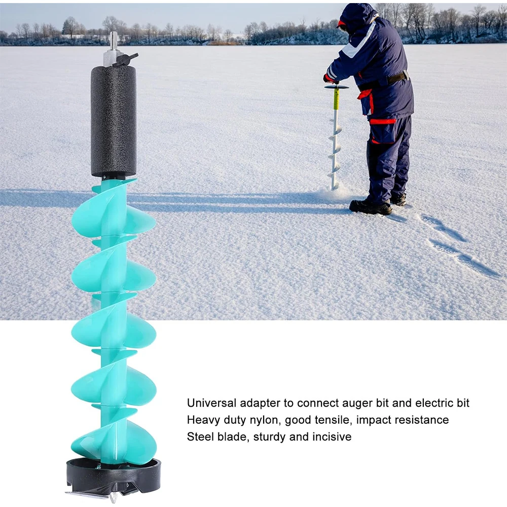 Ice Drill Auger 2 Steel Blades Impact Resistance Electric Drill Auger 6 Inch Rotating Diameter 19.6 inch Long for Winter Fishing