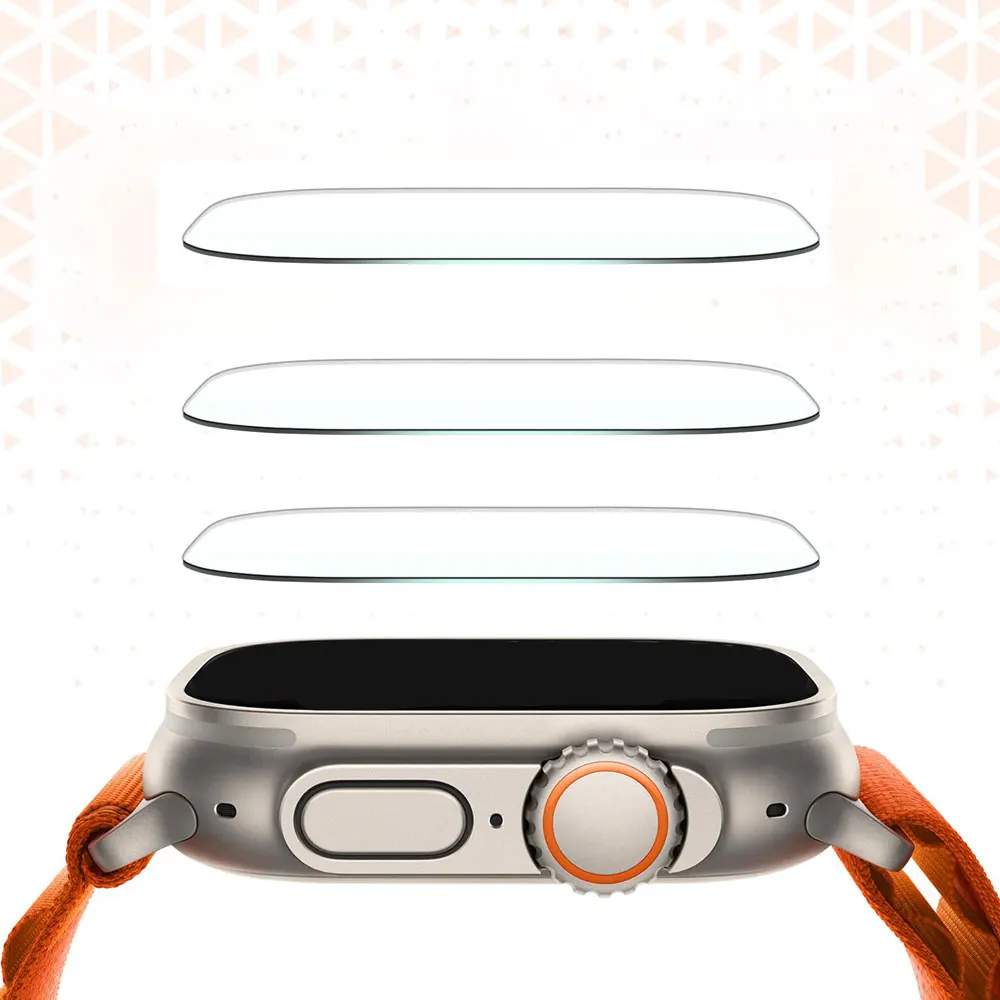 アップルウォッチ用透明強化ガラスフィルム,スクリーンプロテクター,カバー,防水,気泡なし,iwatchアクセサリー,49mm