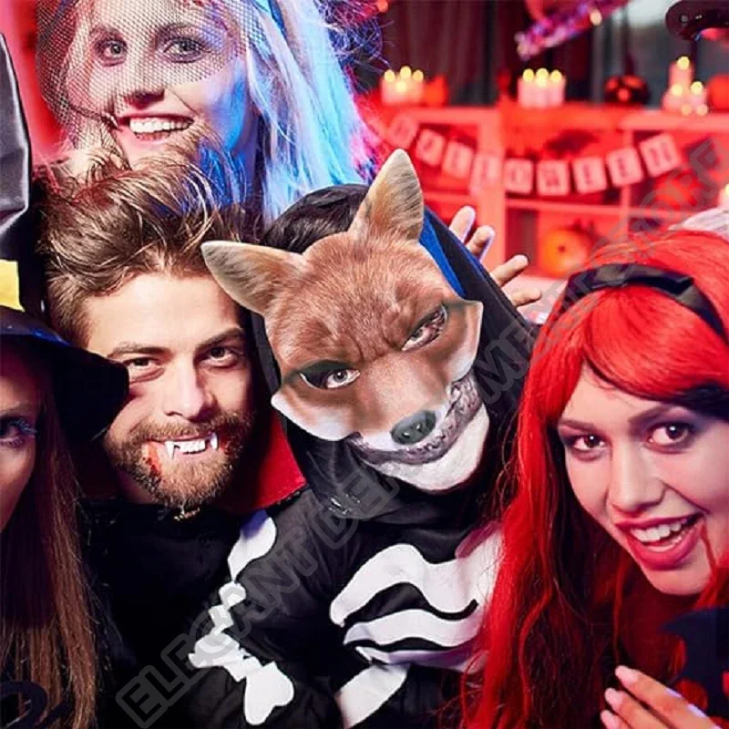 Halloween Half Face Animal Mask for Men and Women Fox White Wolf Costume Party Cosplay Accessory Masquerade Ball Unisex Designe
