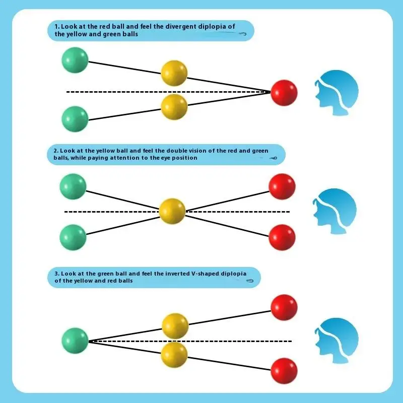 /Vly/Eye Sight Train Three Beads Brock String Vision Convergence Insufficiency Training Tool Target Pointing Practice Sports