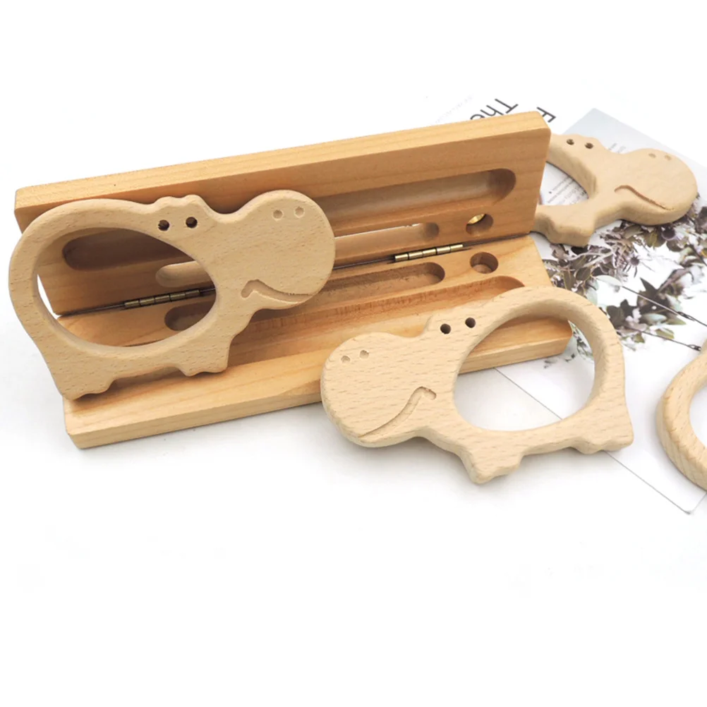 1 Stuks Cartoon Houten Baby Tanden Slijpen Molaire Relief Baby Bijtring Natuurlijk Hout Dier Ontwerp Baby Kauwen Rustgevende Accessoire