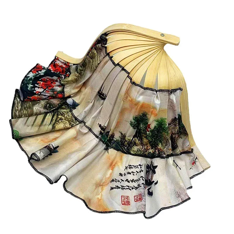 Multi-functional Travel Wide Brim Fan Sun Hats Foldable Bamboo Fan Hat Summer Sunshade Anti-squat Caps Fashion
