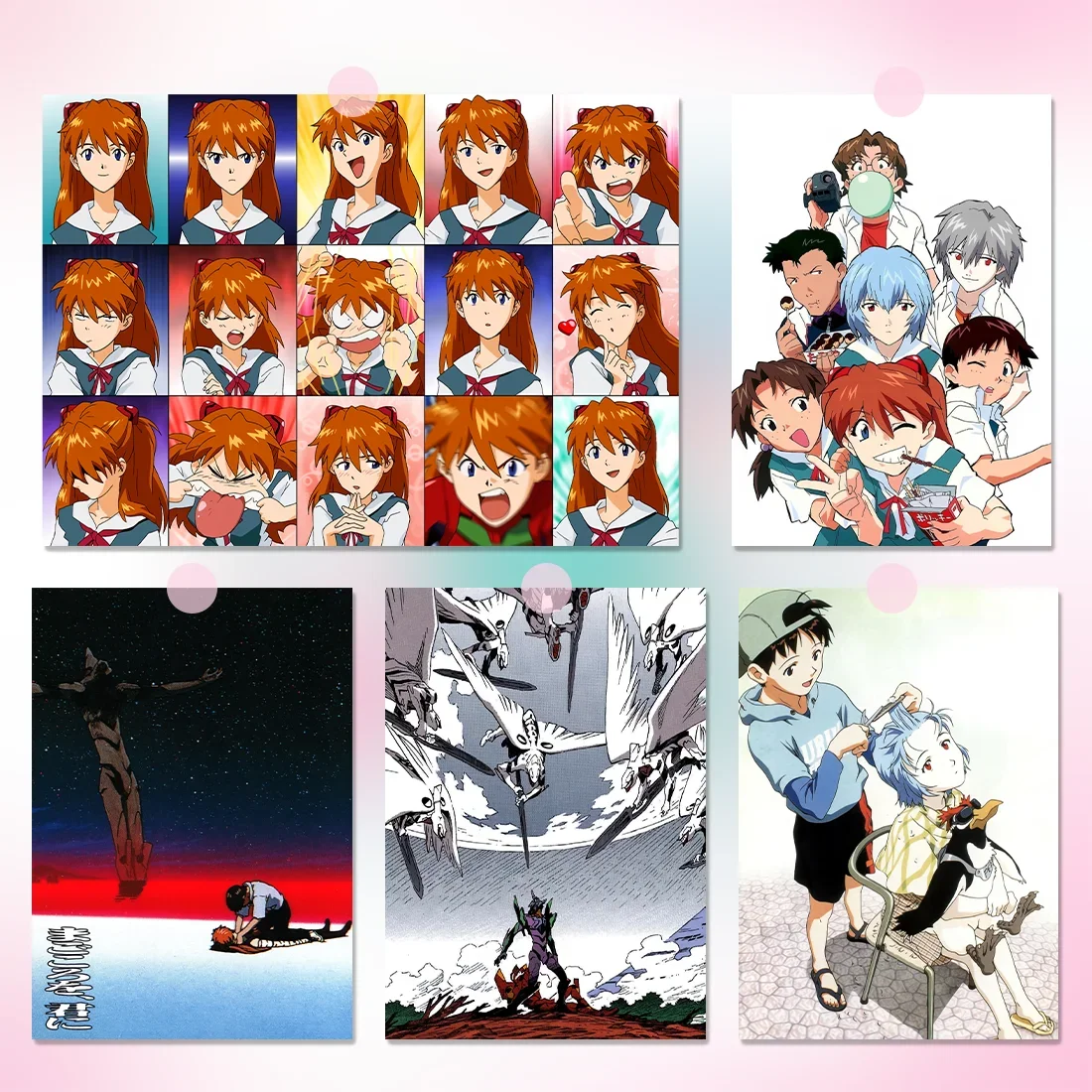 Póster de lienzo sin marco de eva, pintura de neón Genesis Evangelion Asuka, cómics japoneses rodeados de decoración del hogar Ayanami