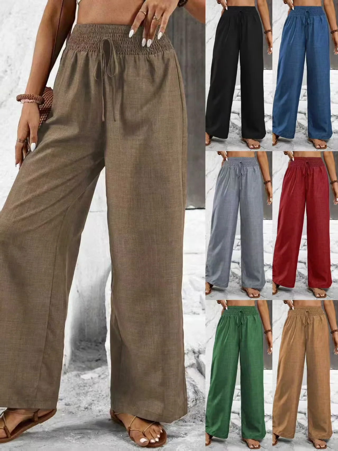 Women High Waist Straight Pants Vintage Casual Wide Leg Pants Slim Flattering Loose Trousers Minimalist Office Long Pants