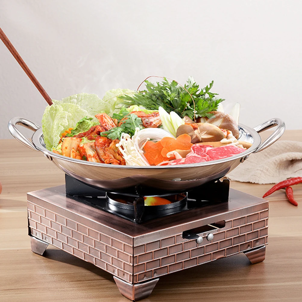 

High Capacity Stainless Steel Wok 30CM Flat Bottom Cooking Pan Ramen Pot Camping Kitchen Easy Clean Smooth Surface