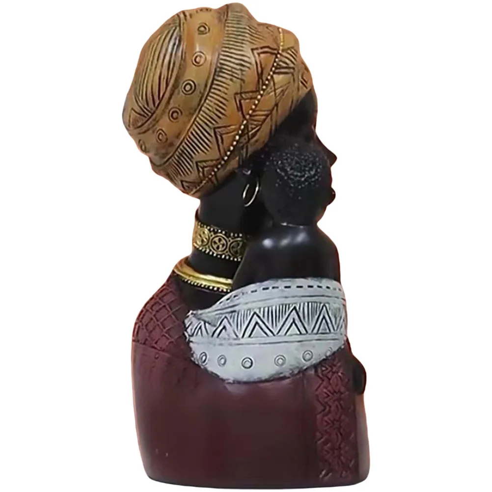 

Resin African Mother and Son Sculpture Desktop Statue for Living Room Shelf Decor Modern Figure Statue Vintage African Art Home