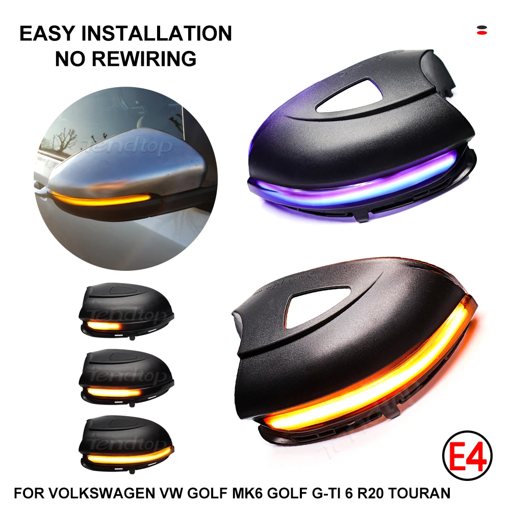 12V Scroll Dynamic LED Sequential Blinker Light Turn Signal Mirror Lamp For Volkswagen VW GOLF 6 VI MK6 GTI R line R20 Touran