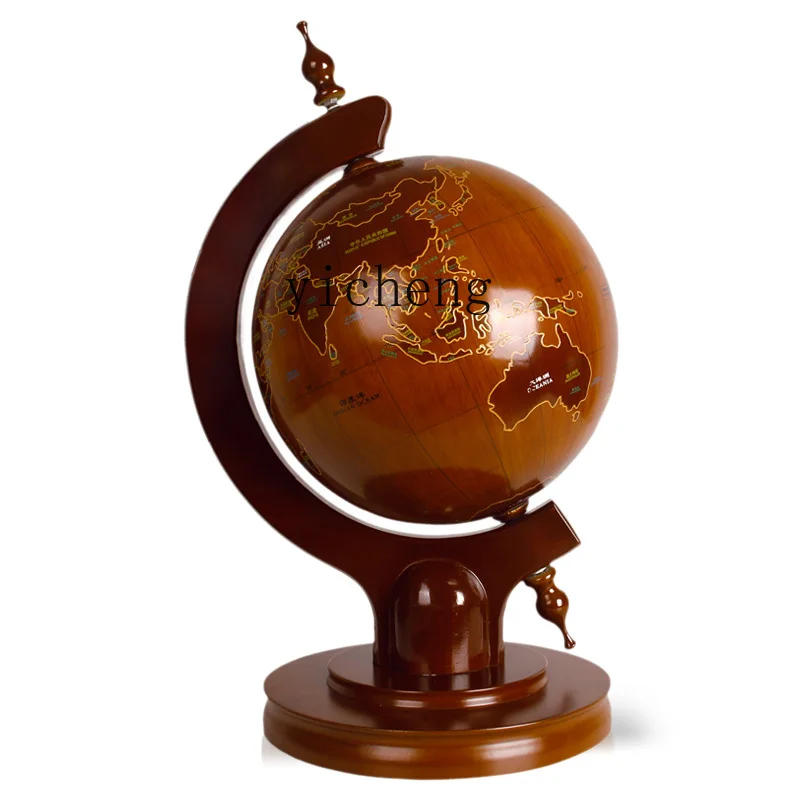 ZK Globe Ornament Wood Globe Office Decoration Graduation Gift Housewarming Gift