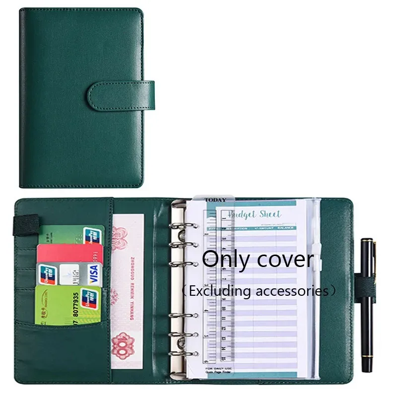 Green Budget Binder with Zippered Envelope, A6 Savings Binder, Budget Cash Envelope, Cash Note Organizer, Savings Budget Plan