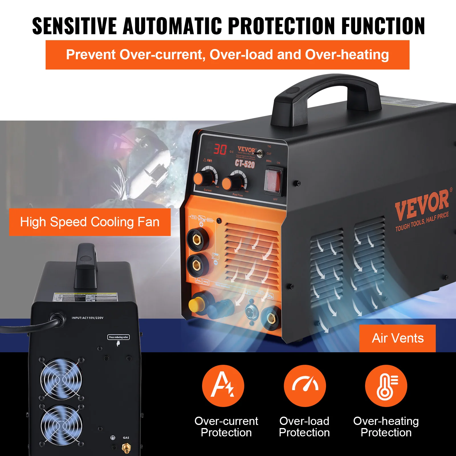 VEVOR 3 in 1 Plasma Cutter Welder Machine Non-Touch TIG/MMA Plasma Welding Cutter Machine Pilot Arc Cutter TIG Stick Welder