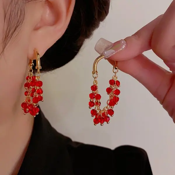 Elegante Rote Zirkon-Schmetterling-Ohrhänger für Damen, Stilvolle Süße Metall-Schleifenohrringe, Modische Charm-Schmuck-Accessoires