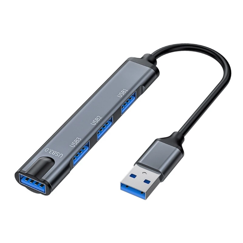 

USB 2.0 Data Hub 4 Port Adapter for Fast File Transfer, Aluminum USB Adapter