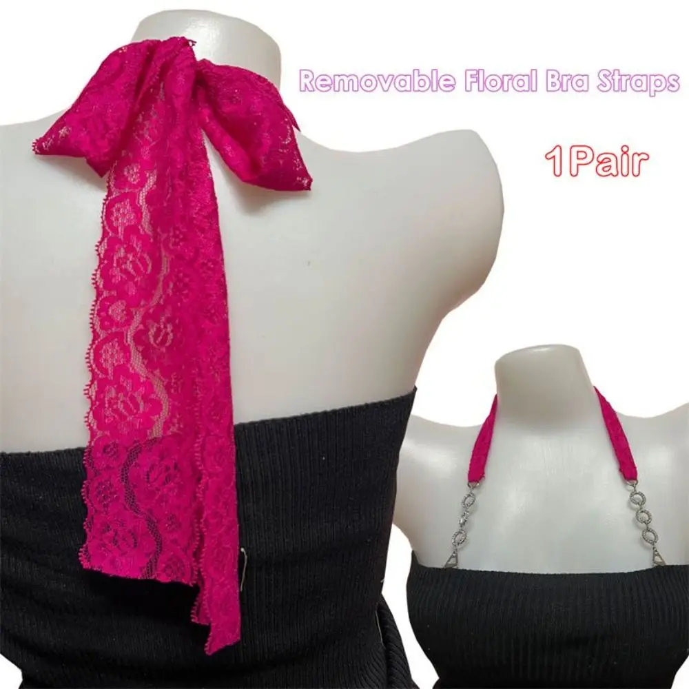 

New Removable Floral Bra Straps Polyester Anti-slip Floral Shoulder Belts Lace Elastic Shoulder Straps