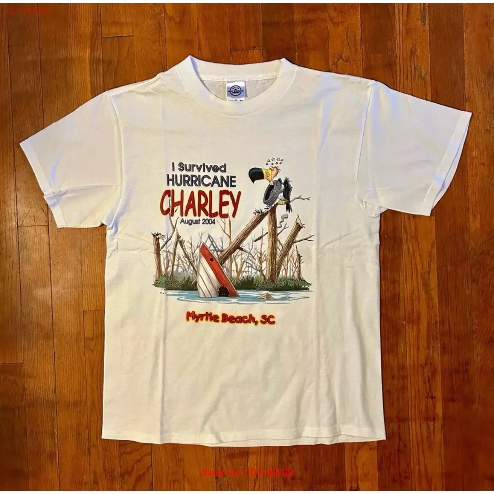Vintage Myrtle Beach South Carolina Hurricane Charley Humor T Shirt M vintage Washed designer clothes Soft Breathable Stretched