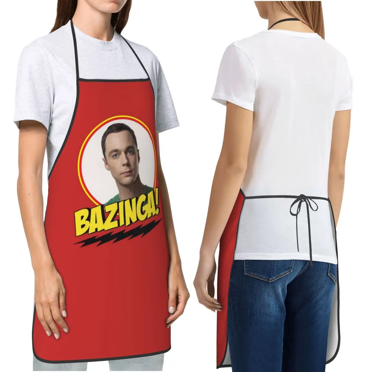 

Фартуки Bazinga The Big Bang Theory для шеф-повара, кулинарии, кухни, нагрудник без рукавов, кухонный сарафан для уборки для женщин и мужчин, садоводства