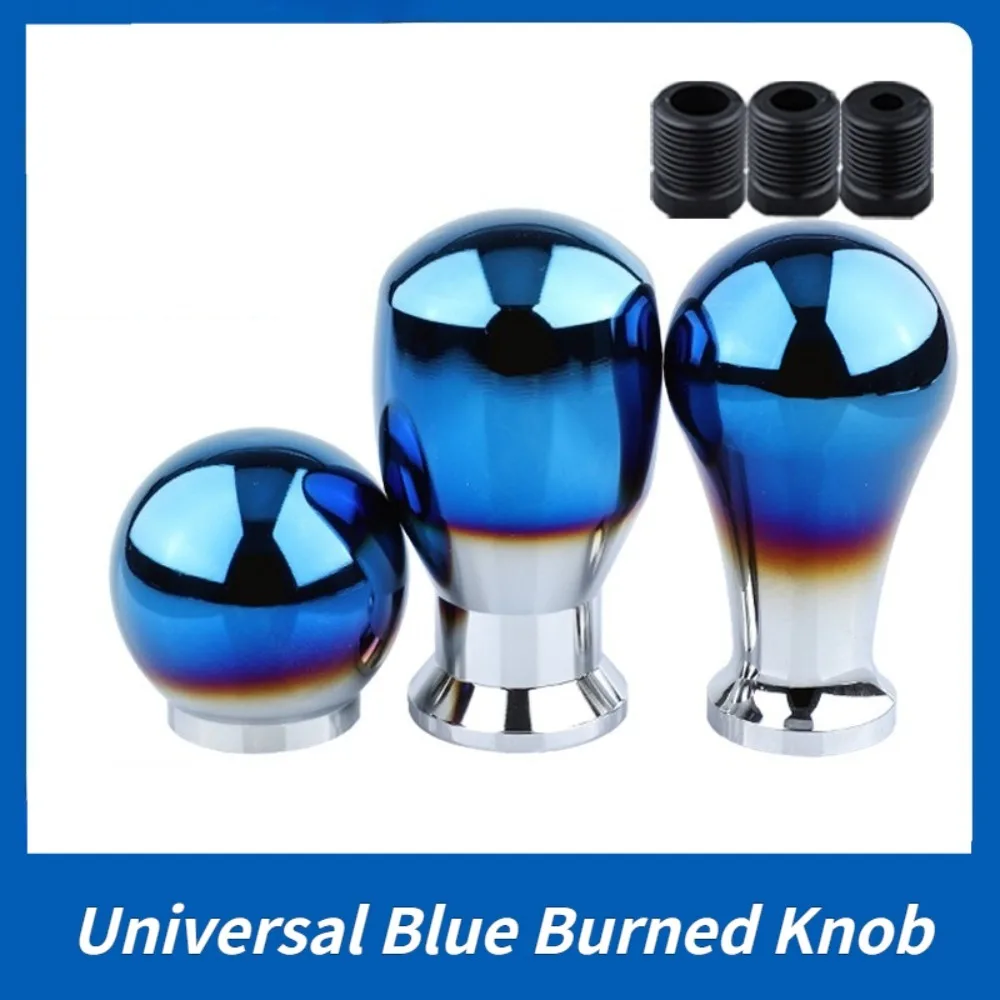 

For Universal Round Aluminum Shift Knob Manual Auto Gear Stick Handle Blue Burned Finish Interior Styling Accessories Trim Cover