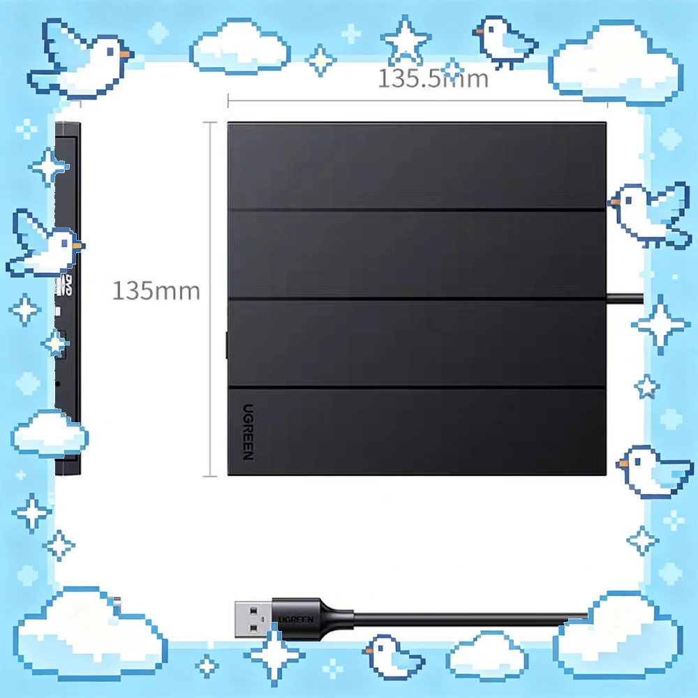 UGREEN CM938 External DVD CD ROM Drive USB 2.0 Type C Portable Optical Disc Burner for Laptop PC