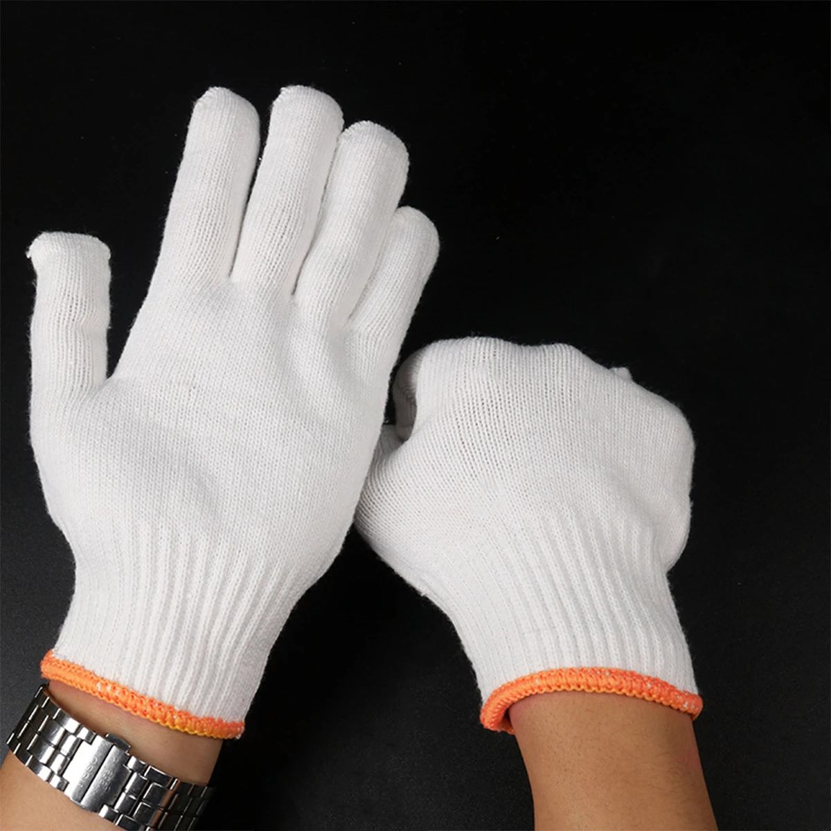 

24 Pairs Reliable Cotton Yarn Gloves Anti-slip Labour Protection Gloves Skidproof Work Gloves