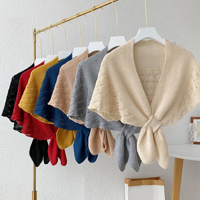 Fashionable Knitted Shawl Can Be Used In All Seasons Versatile High-end Shawl Sun Protection And Warm Mountaineering Scarf