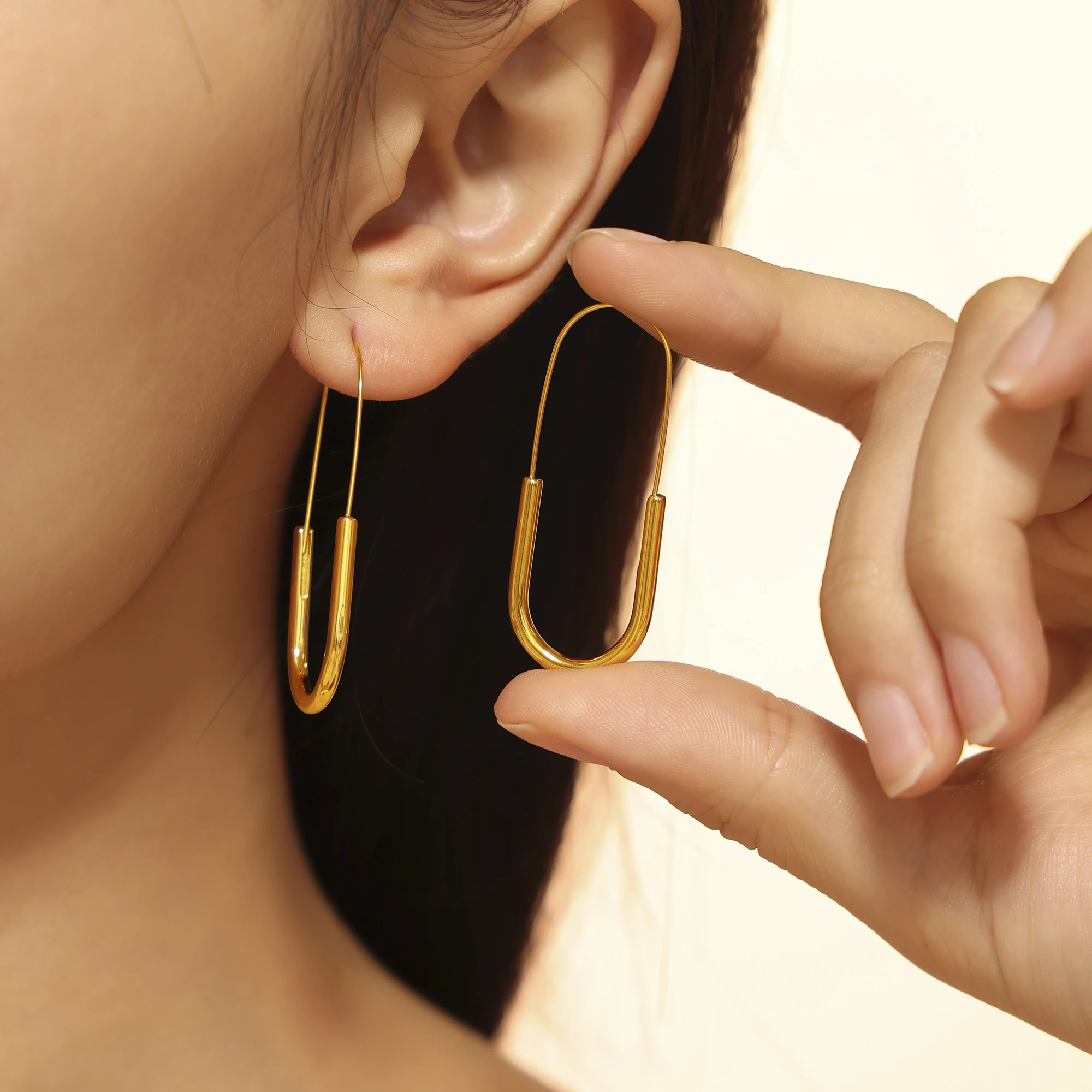 316L Stainless Steel Pin Shape Earrings For Women No Tarnish 18k Gold Plated Minimalist Women\'s Hoop Earring Girls Cute Ear Ring
