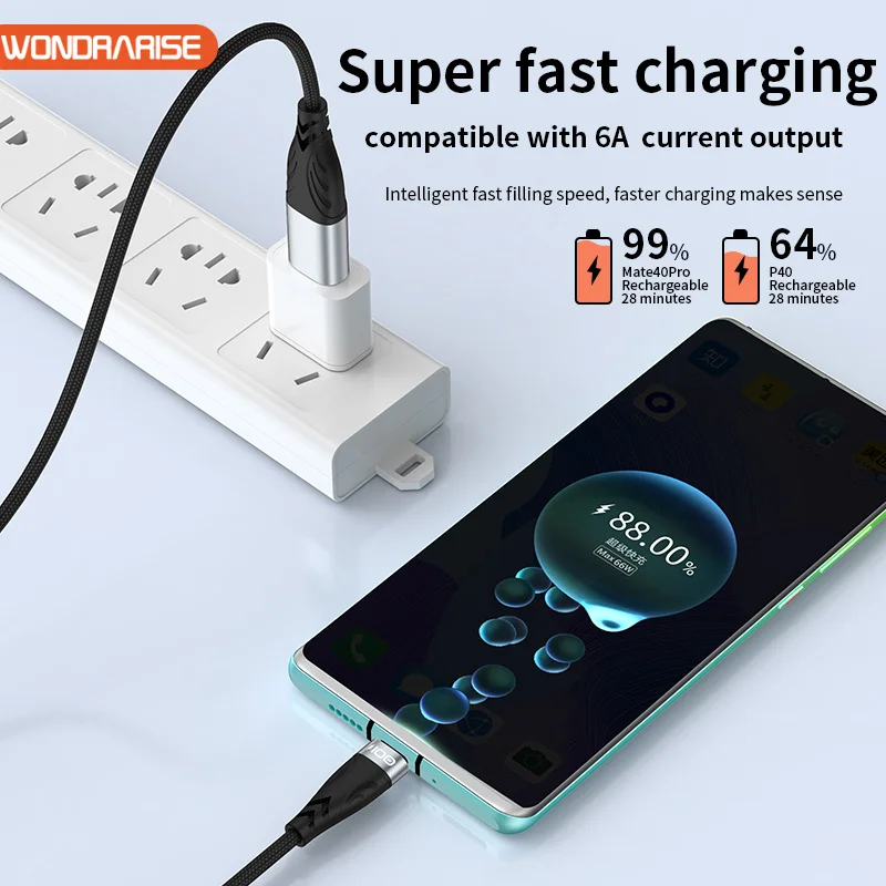 WONDRARISE 2-in-1 USB Type C Cable for Samsung Galaxy S24/S23 | 100W Fast Charging & Data Sync | Durable, Tangle-Free USB Charge