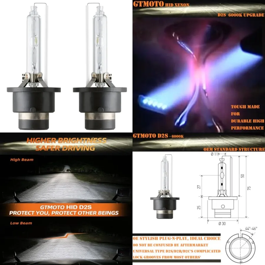

D2S Xenon Bulbs for Infiniti FX35 EX35 M35 M37 QX56 QX60 G25 G35 G37 HID Headlights, 26297-9B91A 66240 85122 AFS Headlamp 35W L