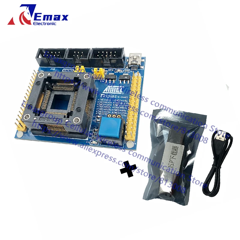 ATmage-QFP64 + ATMEL ISP downloader for 64Pin QFN64 Atmega64 Atmega128 ATmega645 ATmega6450 ATmega1281 Atmega2561 test seat