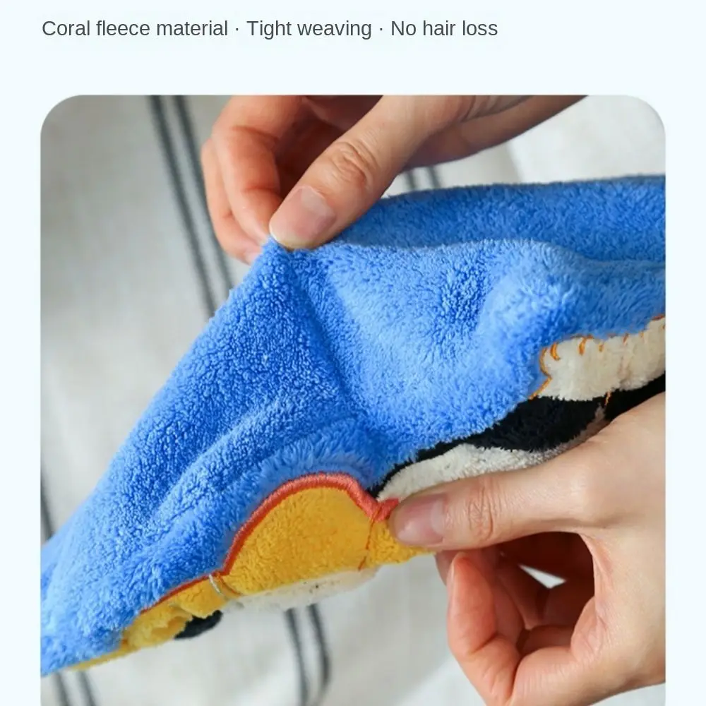 Cute Cat Hand Towel Coral Fleece Strong Water Absorption Toilet Handkerchief Soft Hanging Style Bathroom Kerchief Kitchen