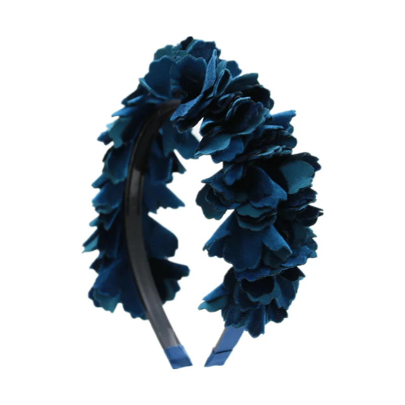 

new fashion velvet flower shag OEM hairband children fashion full head hair accessories with plastic band with gripes teeth