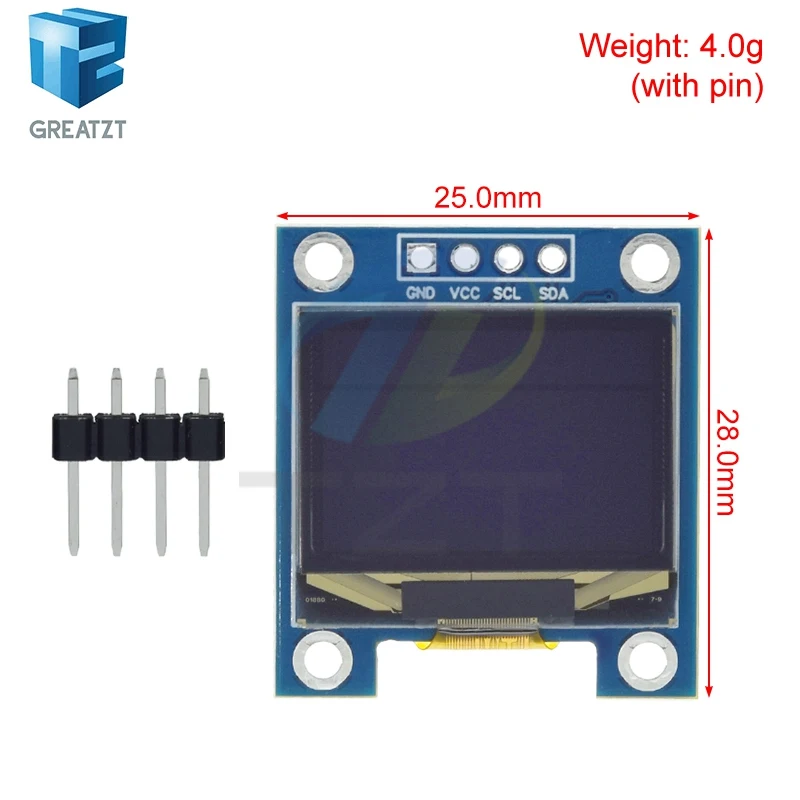 GREATZT 1/3PCS 0.91 Inch OLED Module Blue White OLED 96x64 OLED LCD LED Display Module 0.91
