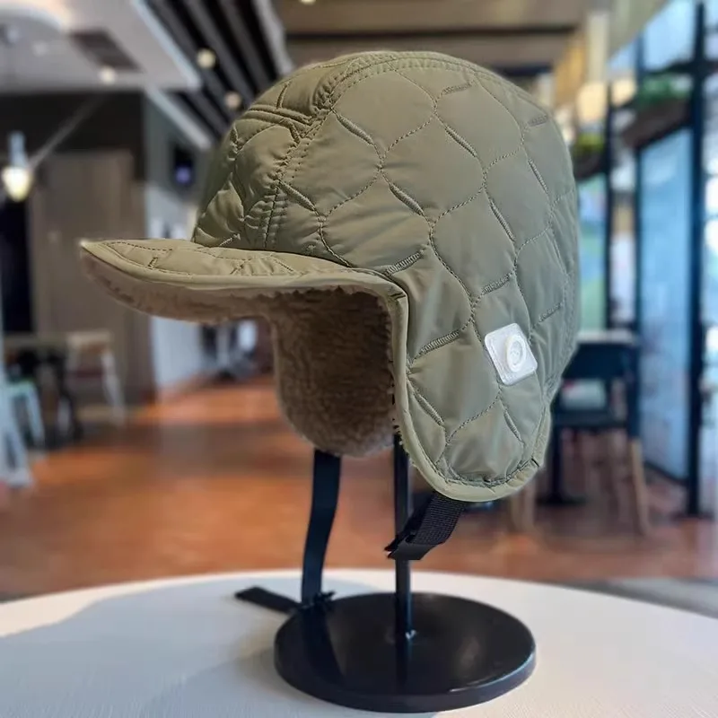 Winter Men Women Single and Double-sided Wearing Thickened Lamb Wool Hat Embroidered Warm Windproof Flying Hat