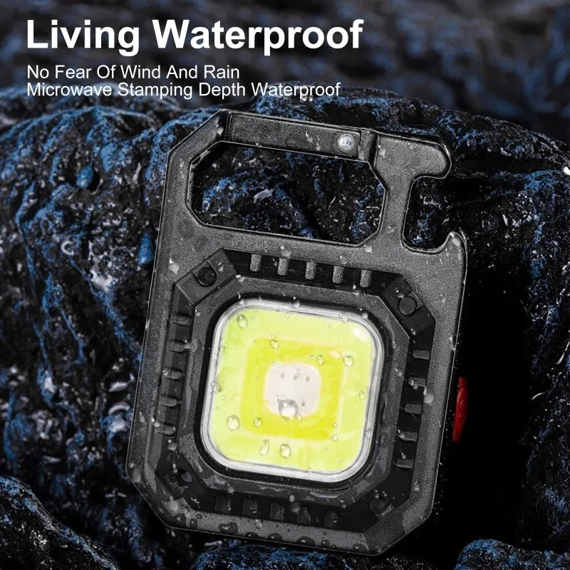 Multifunctional Keychain Light Bright Flashlight COB 7 Modes Diimming Camping Torch Outdoor Emergency Lamp For Fishing Hiking