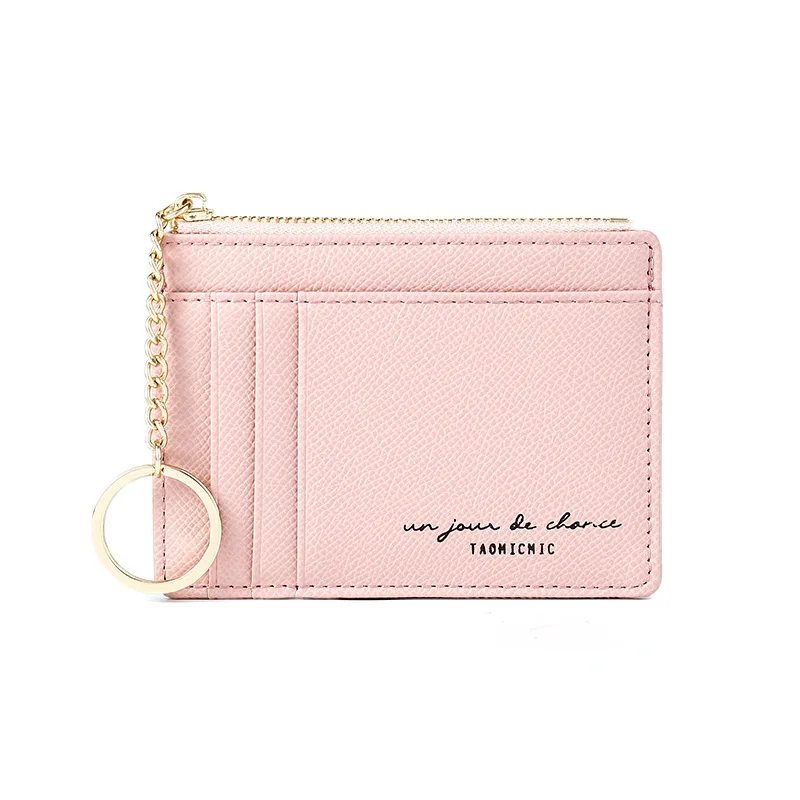Monedero de cuero PU con cremallera para mujer, Mini llavero, billetera pequeña, portatarjetas de múltiples bits, nuevo