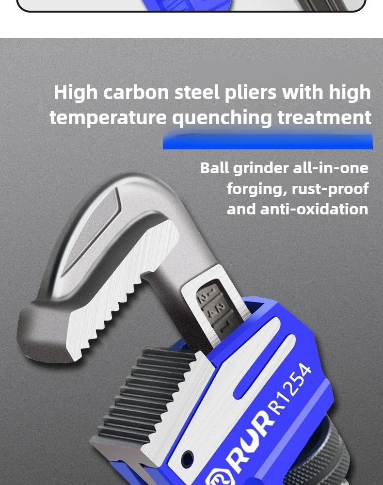 8/10/12/14/18 Zoll robuster gerader Wasserrohrschlüssel, verstellbarer Aluminium-Klemperschlüssel mit schwimmendem Hakenbacken-I-Beam-Griff – Detail 9